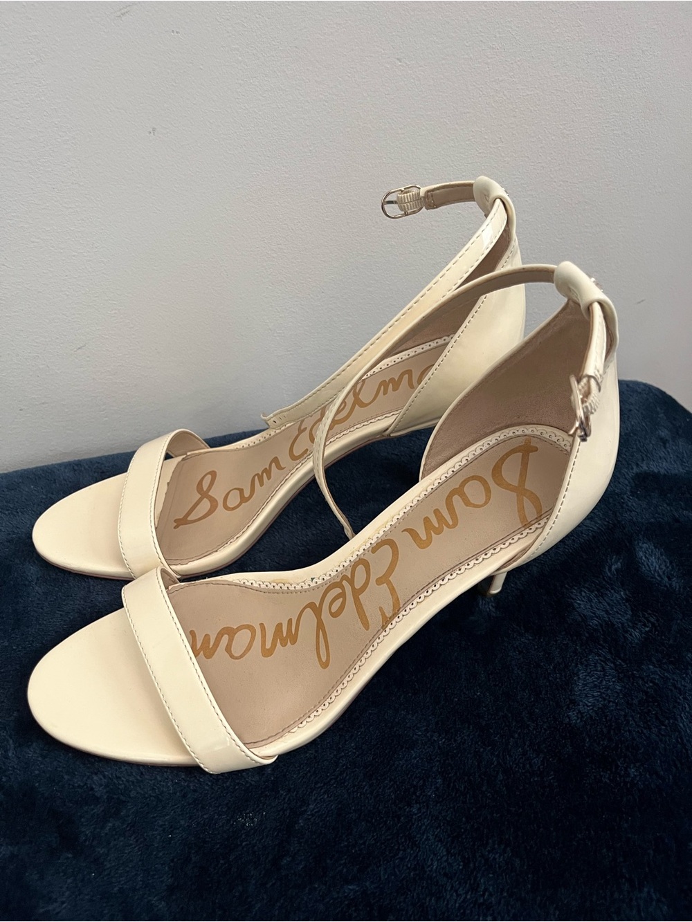 Sam Edelman Cream Ankle-Strap Heels - Picture 1 of 6